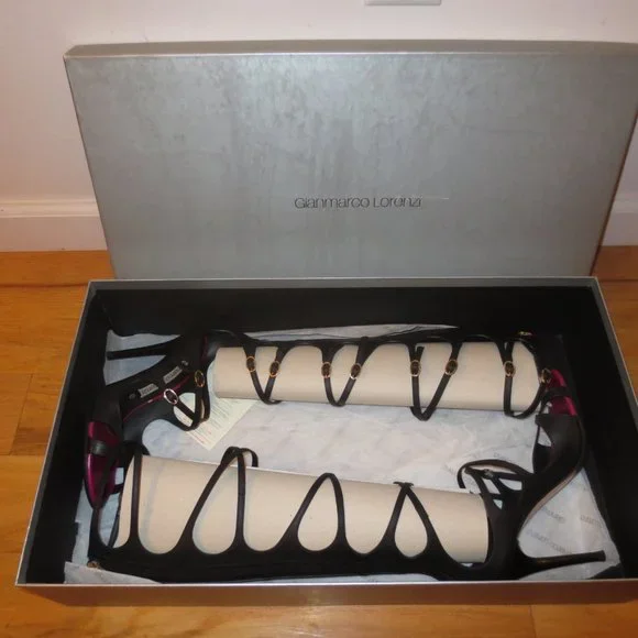 GIANMARCO LORENZI Black Strappy High Heel Sandal Boots - Picture 11 of 13